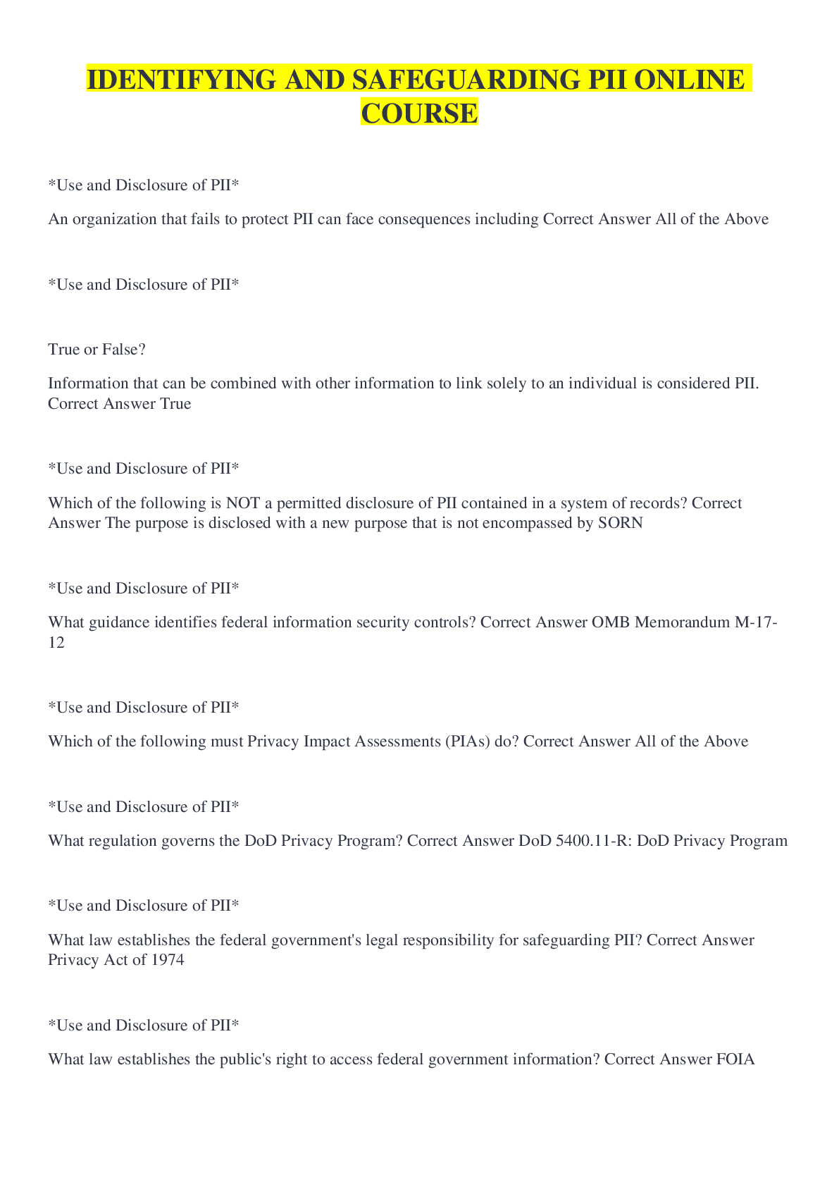 Preview image for IDENTIFYING AND SAFEGUARDING PII ONLINE COURSE